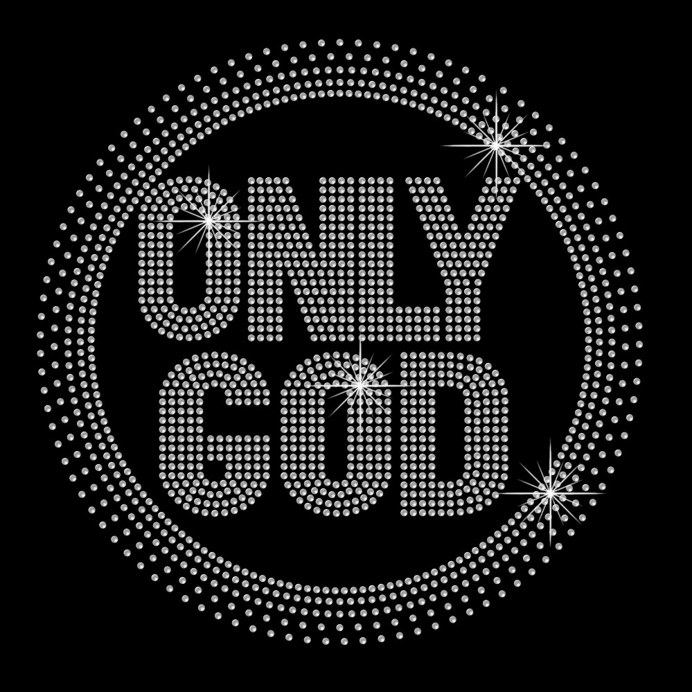 Wholesale low price only god letter crystal 3mm size rhinestone personalized iron on transfers