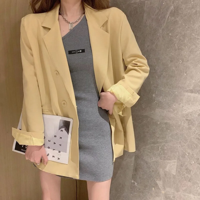 Graduation Gifts  2022Autumn Women New Blazers LadyAll-match Tops Vintage Chic Coats Solid Stylish Work Wear Slim-Fit High Street Casual Jackets