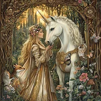 Unicorn and Maiden - Diamond Painting