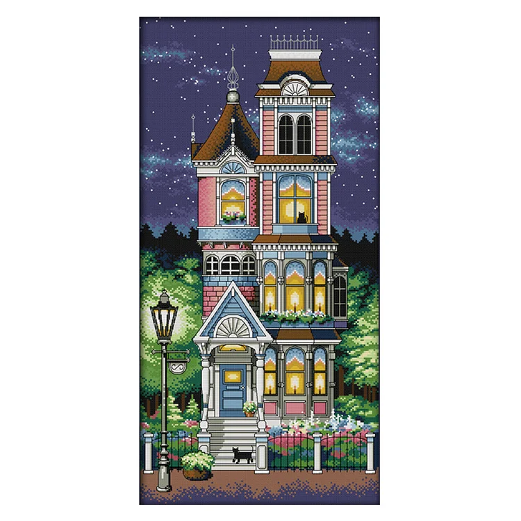 Night 14CT Printed Cross Stitch Kits (34*62CM) fgoby