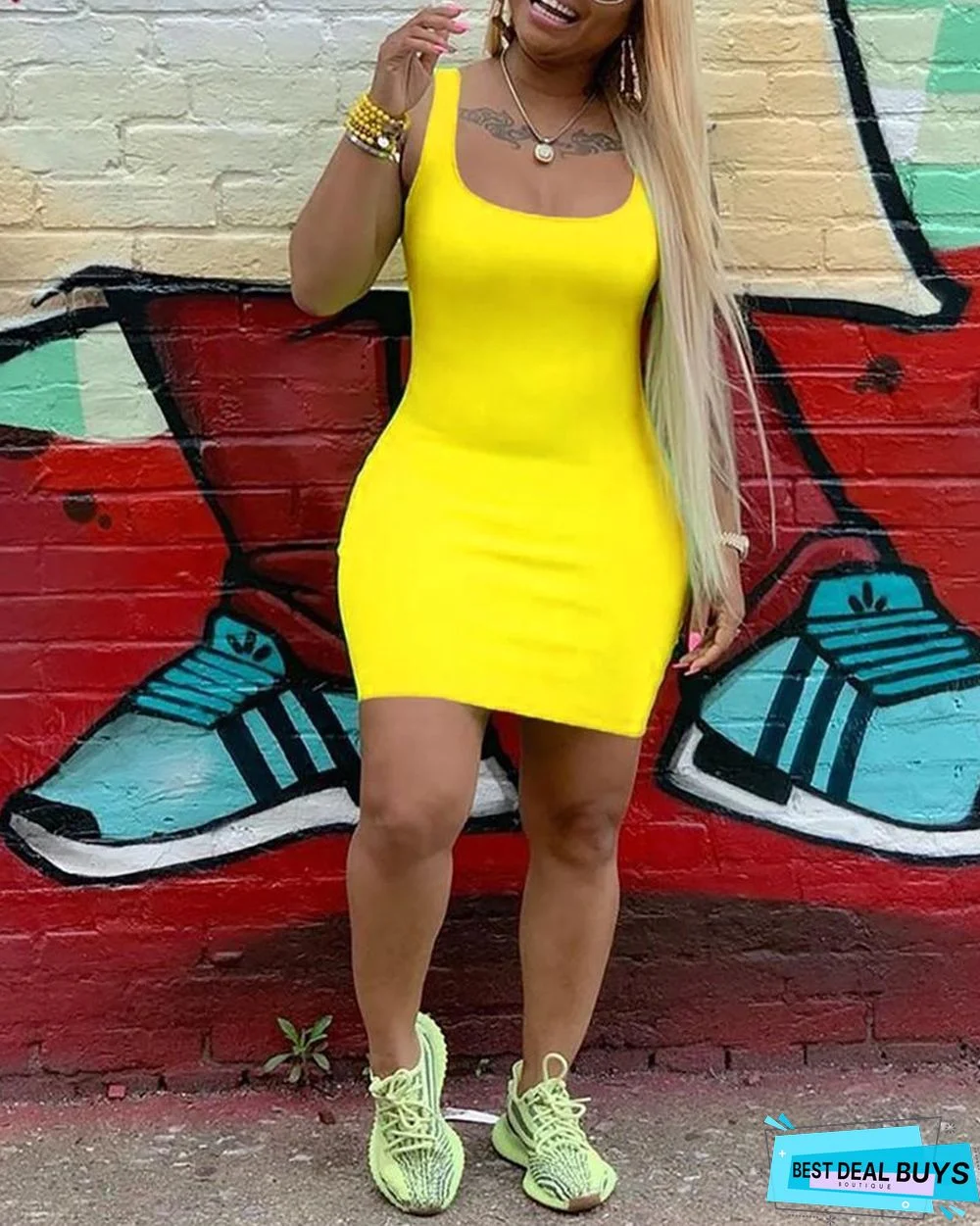 Solid Color Thin Strap Bodycon Dress