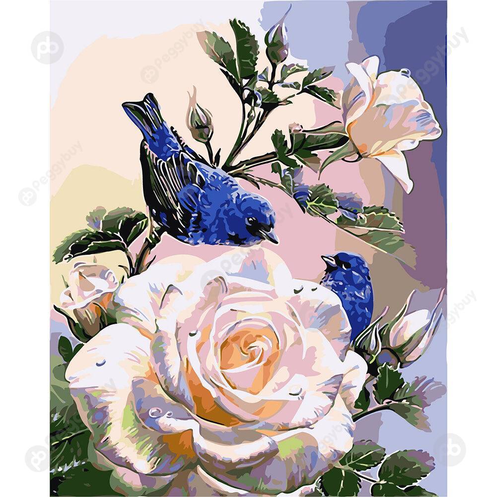 

40*50CM Paint By Numbers-Blue Bird and Flower, 501 Original