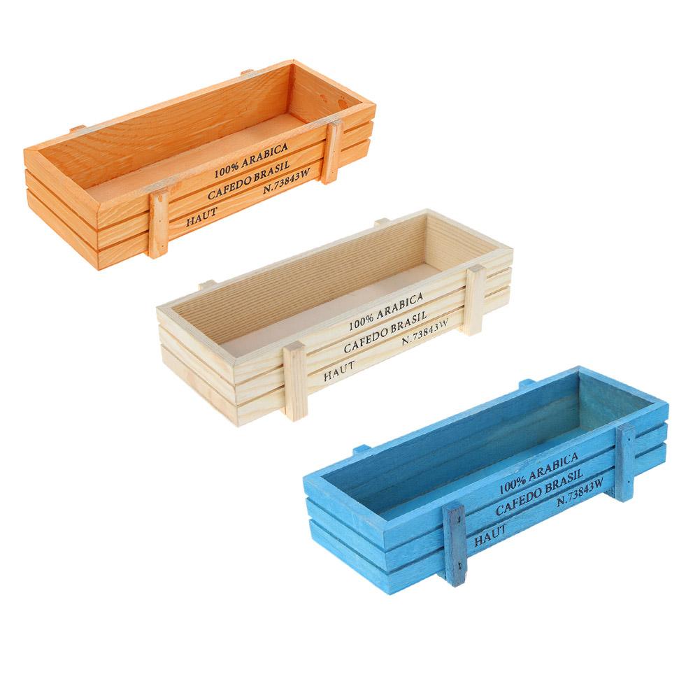 

Vintage Wooden Box Garden Desktop Flower Pot Trinket Decorative StorageCase, Blue, 501 Original