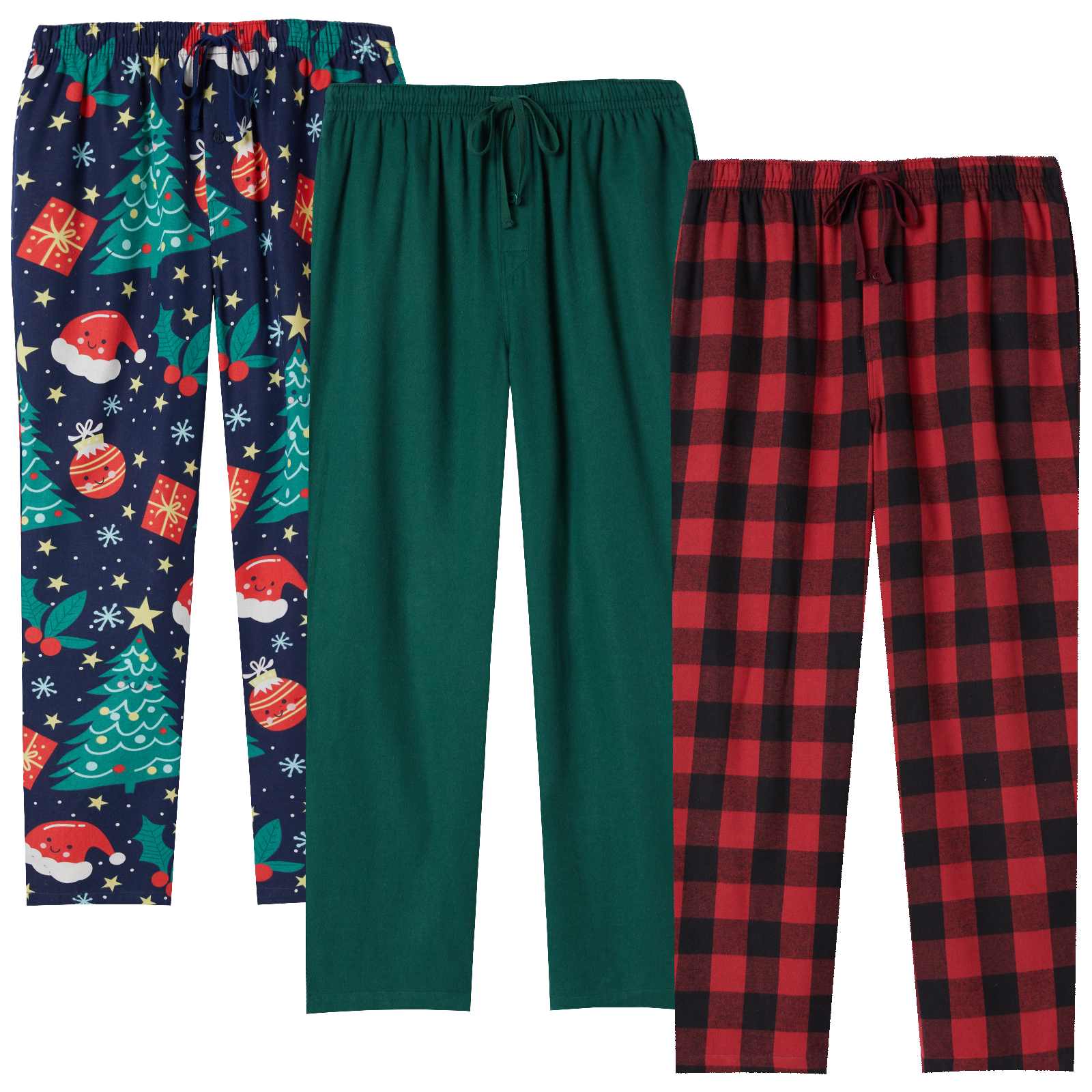 JupiterSecret Mens Christmas Pajama Pants Set Flannel Sleep & Lounge Pants, PJ Bottoms with Pockets and Button Fly