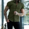 Men's Muscle Slim Stretch Long Sleeve Casual Shirt by Inlyline