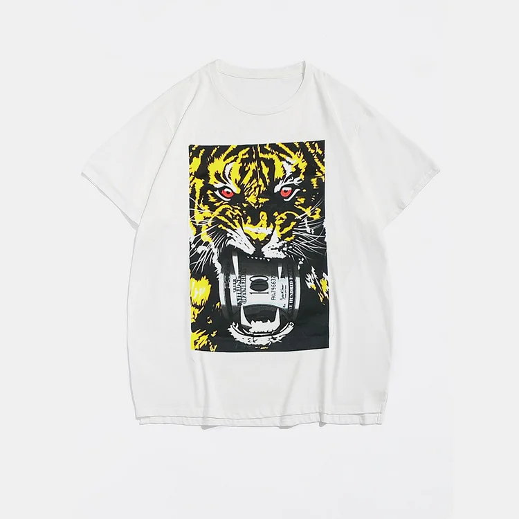 Plus Size White Tiger Money T-Shirt