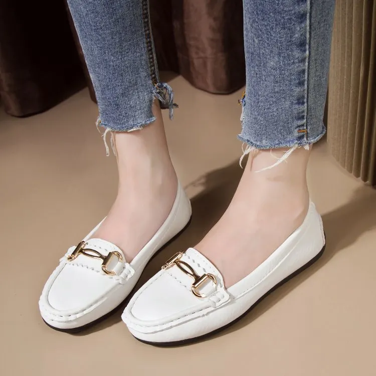 New Fashion Women's Flat Shoes Genuine Leather Shoes For Women Slip On Casual Flat Shoes Women Loafers Soft Nurse Ballerina Shoe