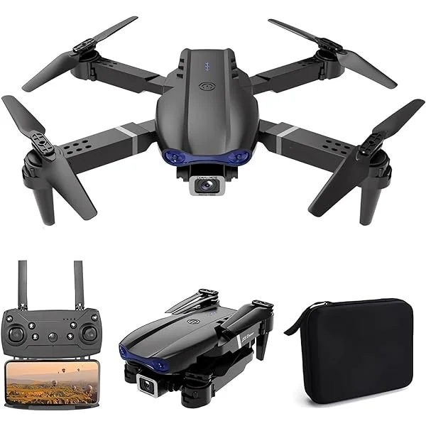 Drone with 1080P Dual HD Camera - 2023 Upgradded RC Quadcopter for Adults and Kids, WiFi FPV RC Drone for Beginners Live Video HD Wide Angle RC Aircraft, 2 Batteries ,Trajectory Flight, Auto Hover, Carrying Case. Plus