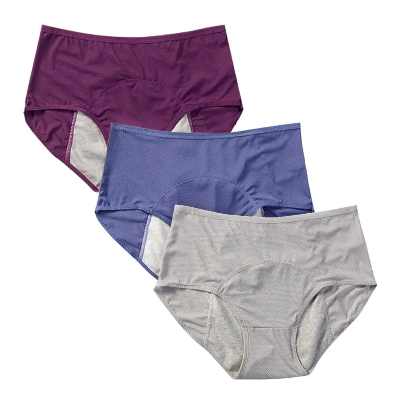 Menstrual Panties Women Sexy Pants Leak Proof Incontinence Underwear Period Proof Cotton High Waist Warm Female Briefs 2/3PCS
