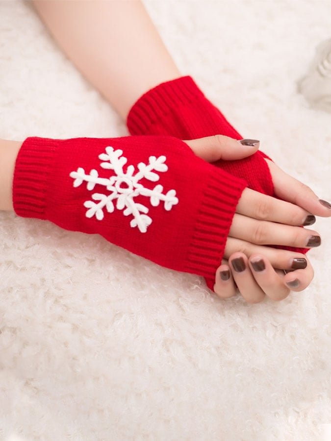 Christmas Knitted Half Finger Warm Gloves