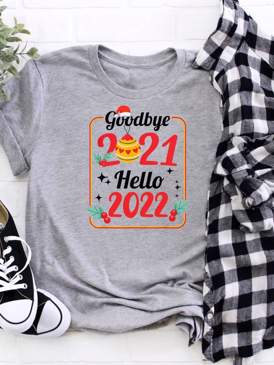 Goodbye 2021 Hallo 2022 Print T-Shirt