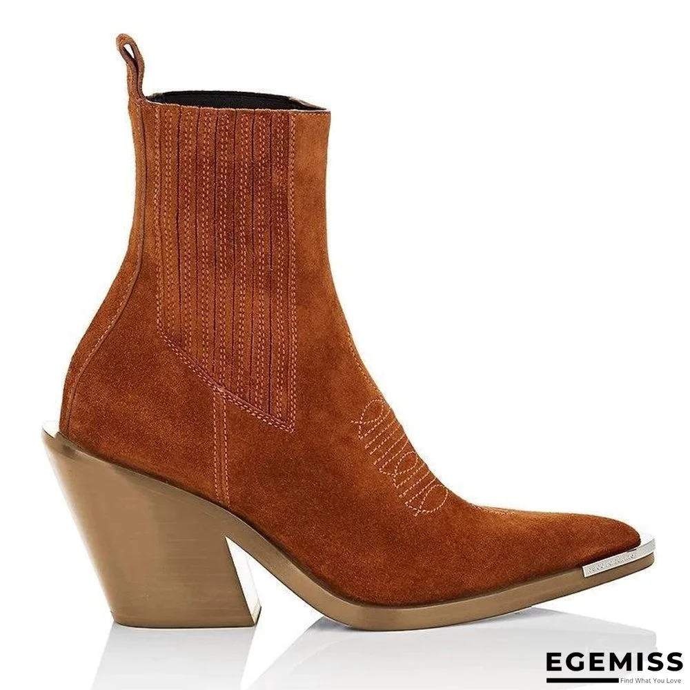 Chunky Heel Pointed Ankle Boots | EGEMISS