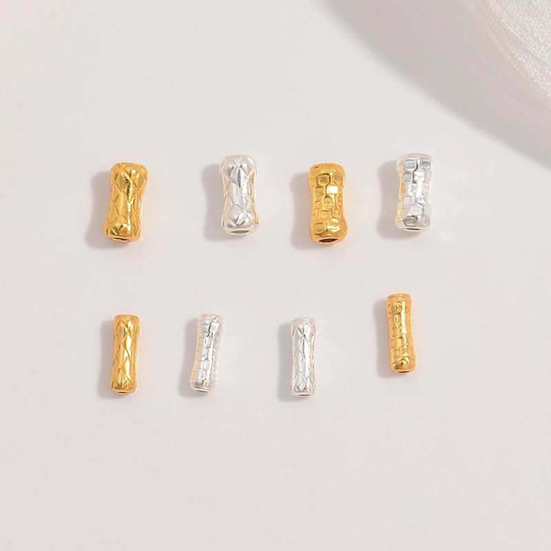 5 PCS/Package 2.5*6mm 2*6mm 925 Sterling Silver 22K Gold Plated Rhodium Plated Bamboo Beads Jewelry Accessories