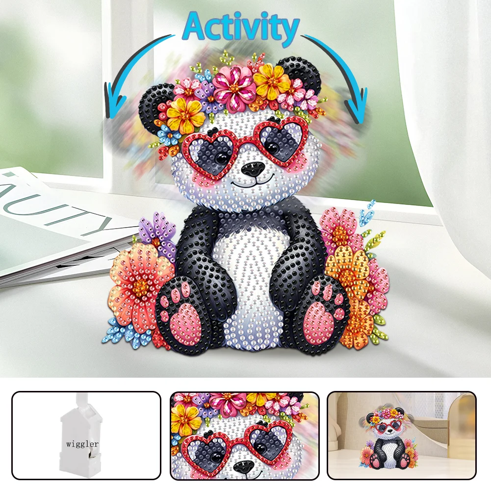 5D DIY Acrylic Animal Panda Shaking Head Diamond Painting Desktop Decorations 