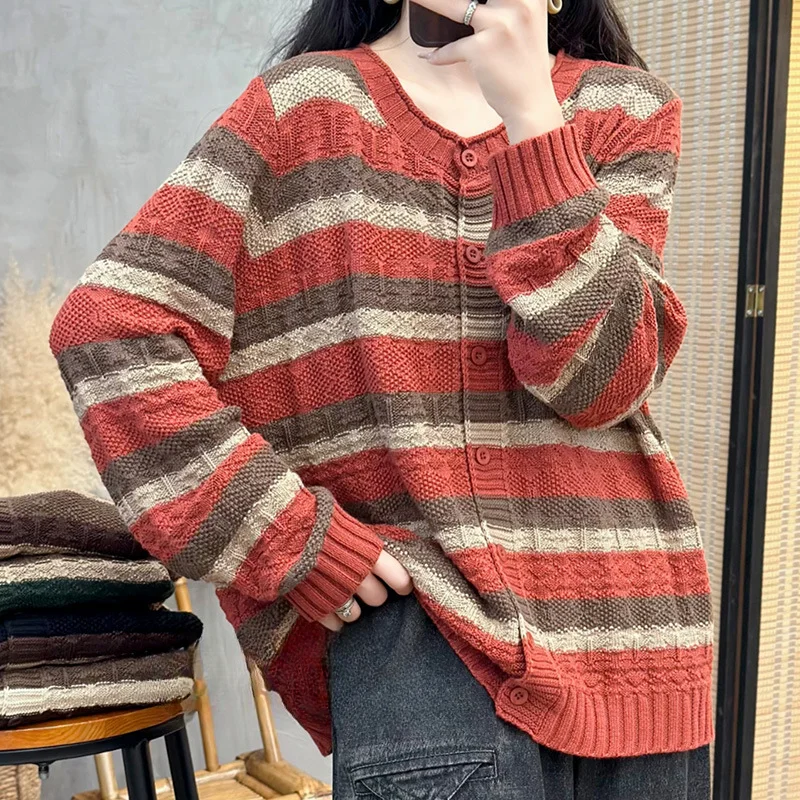 Chicfifth Sweater Women Winter Long Sleeve High Quality Autumn Vintage Top Knitted Cardigan