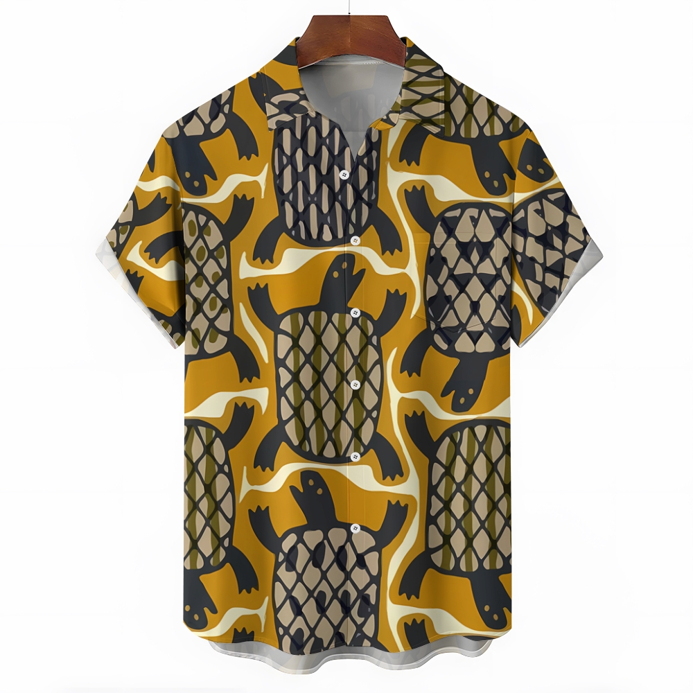 Turtle Shell Pattern Hawaiian Shirt