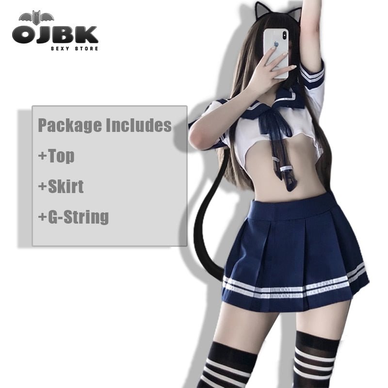OJBK School Girl Japanese Plus Size Costumes Women Sexy Cosplay Lingerie Student Uniform With Miniskirt Cheerleader Outfit New