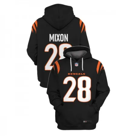 Men's Cincinnati Bengals #28 Joe Mixon 2021 Black Pullover Hoodie AXIF