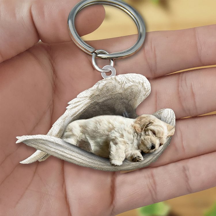 Lhasa Apso Sleeping Angel Acrylic Keychain