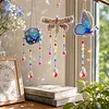 3PCS-1 5D DIY Diamond Painting Wind Chimes Suncatcher Kit Double Sided Diamond Art Kits Suncatcher with Crystal Pendant for Home Wall Window Decor Adults DIY Art Craft