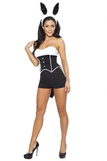 Womens Tube Bandeau Halloween Bunny Costume Black-elleschic