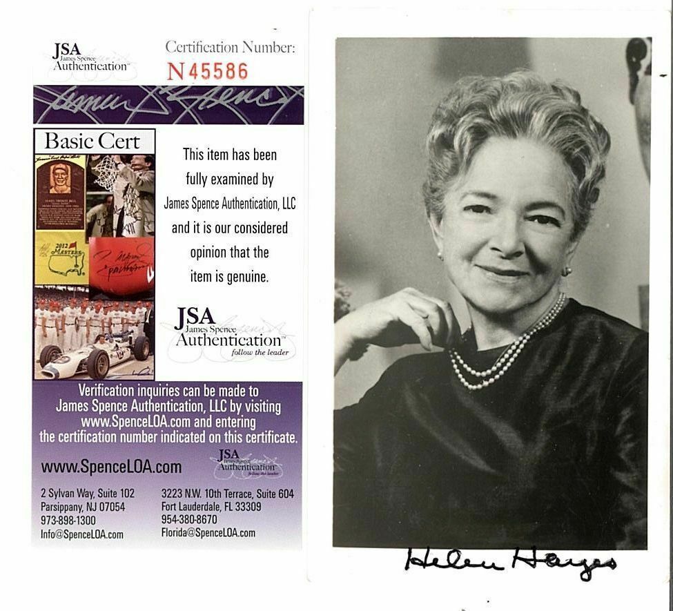 HELEN HAYES (DECEASED) OSCAR WINNER SIGNED 3 1/2 x 5 1/2 JSA AUTHEN. COA #N4558