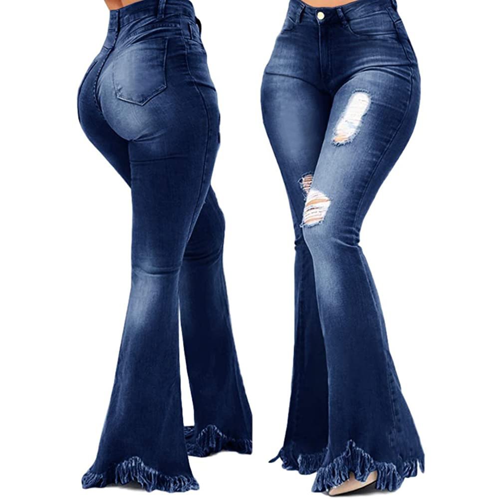 Fashionable All-match Wide-leg Water Washed Denim Bell-bottom Pants Jeans