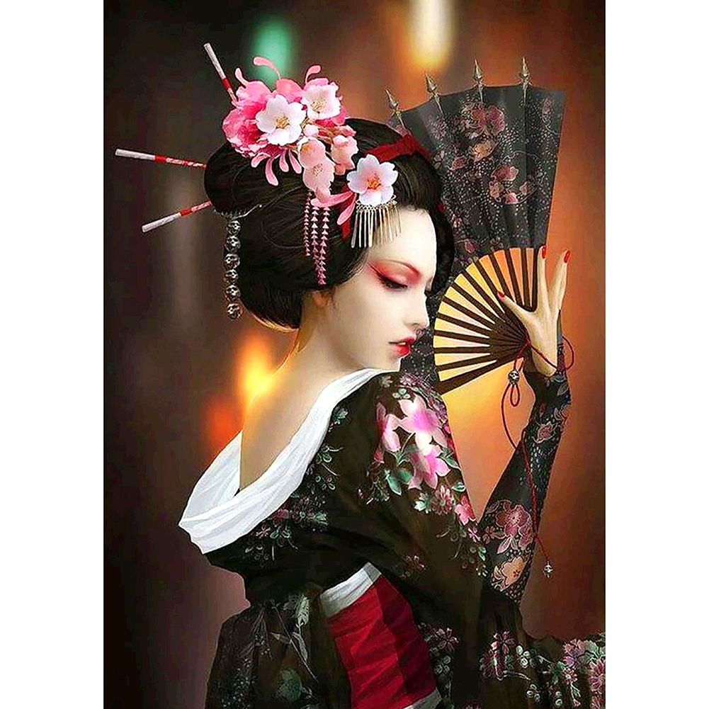 

30*40CM - Round Drill Diamond Painting - Geisha, 501 Original