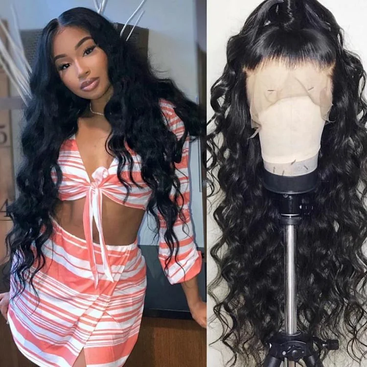 Loose Wave Heavy Density Natural Color Brazilian Hair Lace Wigs