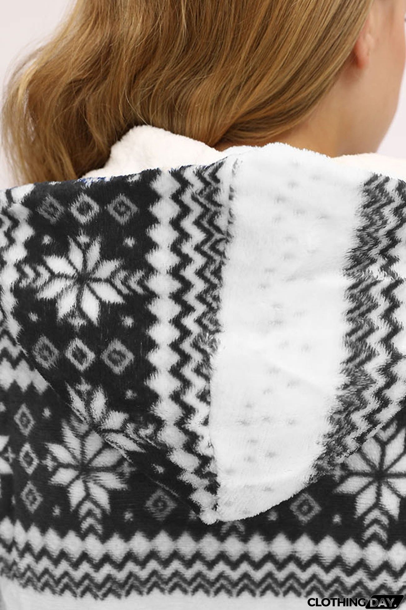 Christmas Printed Zipper Hooded Jumpsuits