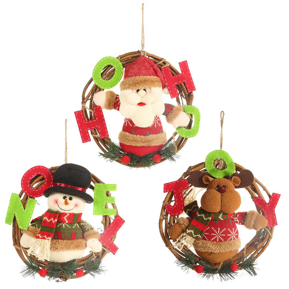 

Creative Plush Rattan Ring Christmas Pendants Festival New Year Party Decor, Snowman, 501 Original