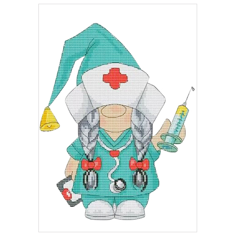 

Nurse Gnome - 11CT Stamped Cross Stitch - 58*40CM, 501 Original