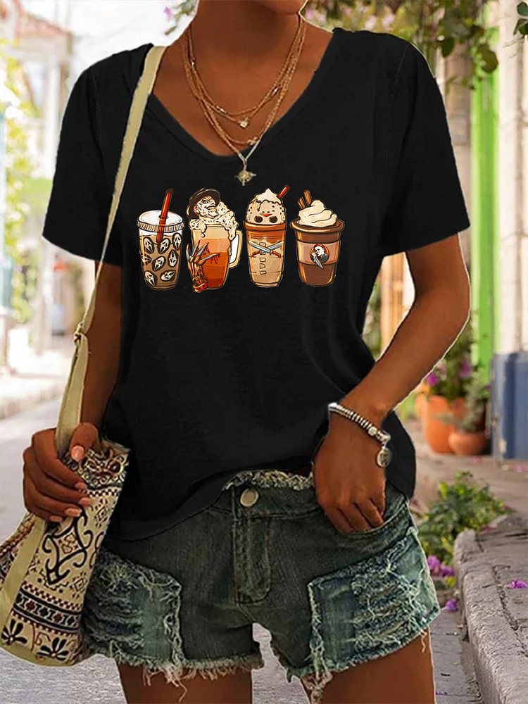 Horror Fall Coffee Short Sleeve Tee
