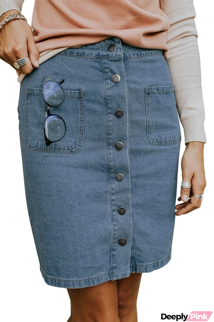 Chic Button up Denim Skirt