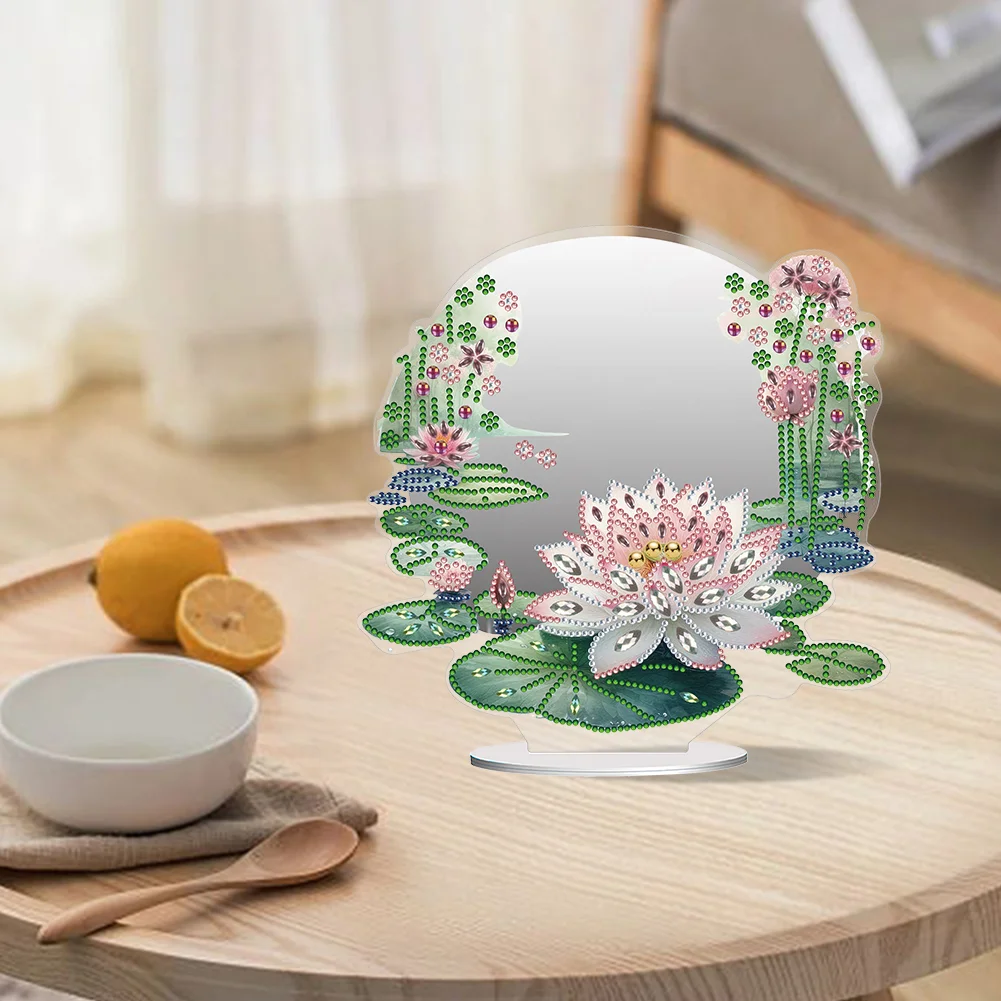 DIY Lotus Acrylic Diamond Art Mirror Home Decoration