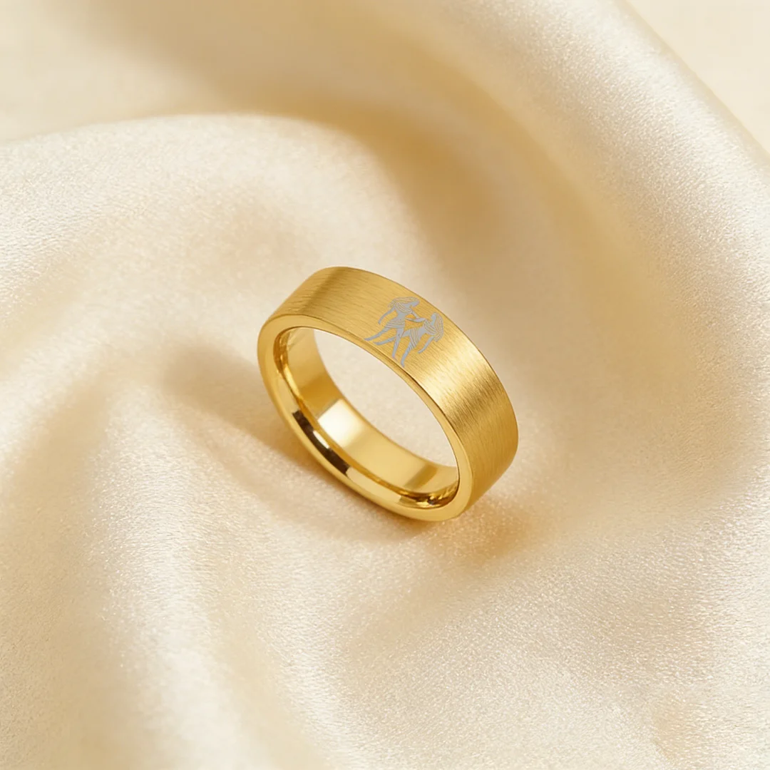 Men Women Flat Gemini Tungsten Carbide Rings Gold Couple Wedding Bands Top Comfort Fit 4MM 6MM 8MM