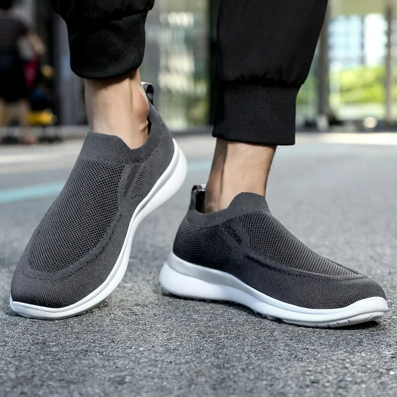 Mesh Men Shoes Lightweight Sneakers Men Fashion Casual Walking Shoes Breathable Slip on Mens Loafers Black Size 45 Footwear