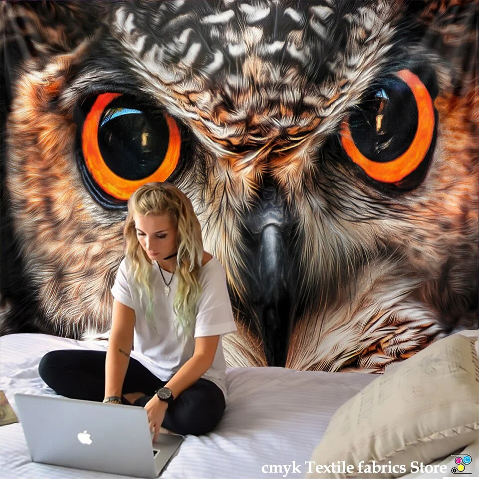 3D Owl Animal Tapestry Wall Hanging Witchcraft Boho Decoration Home Decor Colorful Owl Pattern