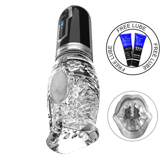 【With Free Lube】Gawk Gawk 9000 Blowjob Masturbator 7 Vibrations 5 Rotating Thrusts for Intense Pleasure