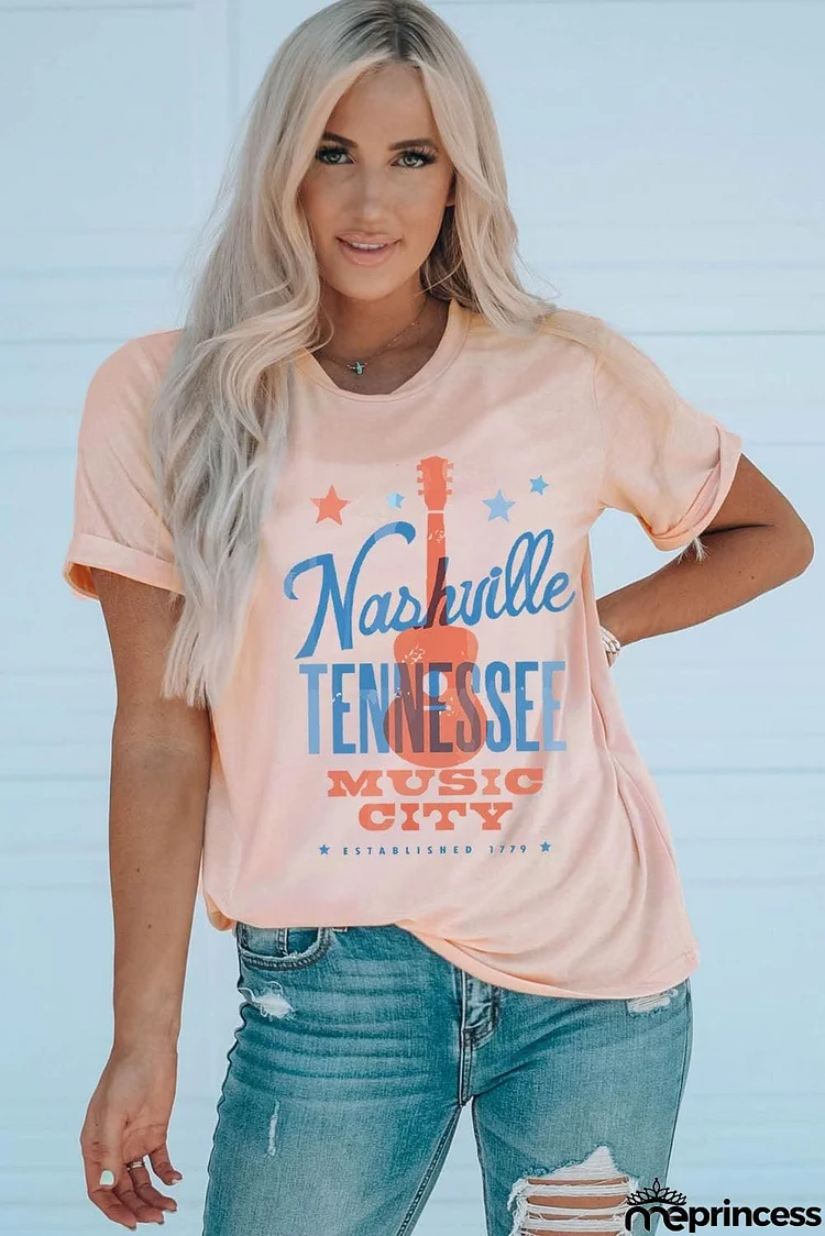 NASHVILLE TENNESSEE MUSIC CITY Cuffed Short Sleeve Tee