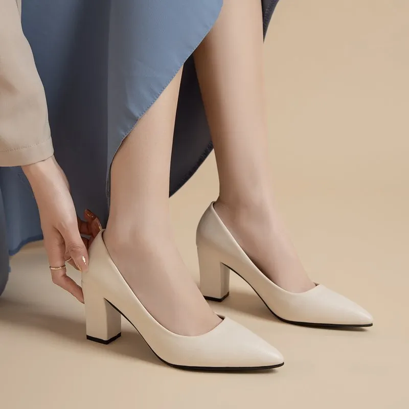 Breakj Breakj Heel High-Heeled High-Heeled Women's Comfortable Work Etiquette Business Dress Korean Version Of Pure Leather Shoes Four Seasons