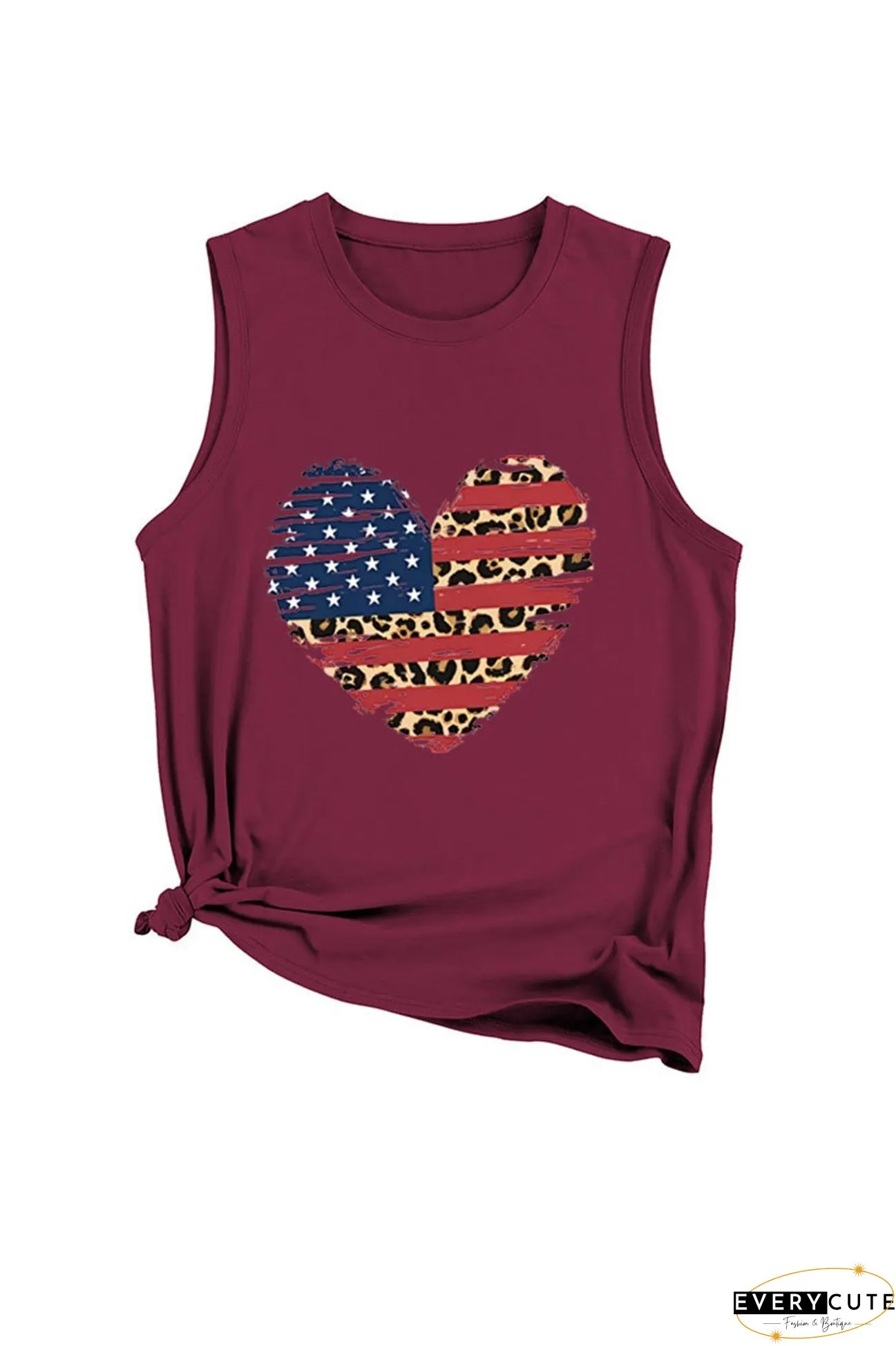Peach Heart Flag Graphic Sleeveless T-shirt