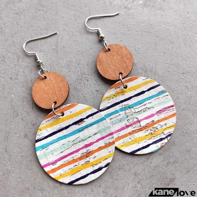 Round Shape Wooden Dangle Earrings