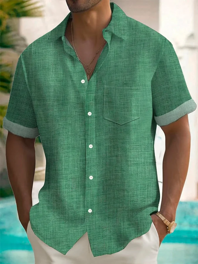 Men's Abstract Textured Print Pocket Shirt 