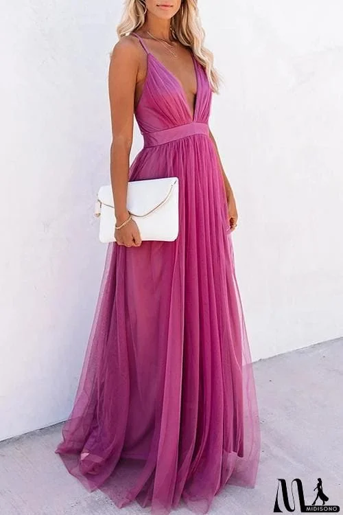 MidiSono - V Neck Backless Maxi Dress