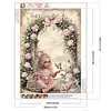 Fille de fleur-sp&eacute;cial forme diamant peinture-30 * 40cm