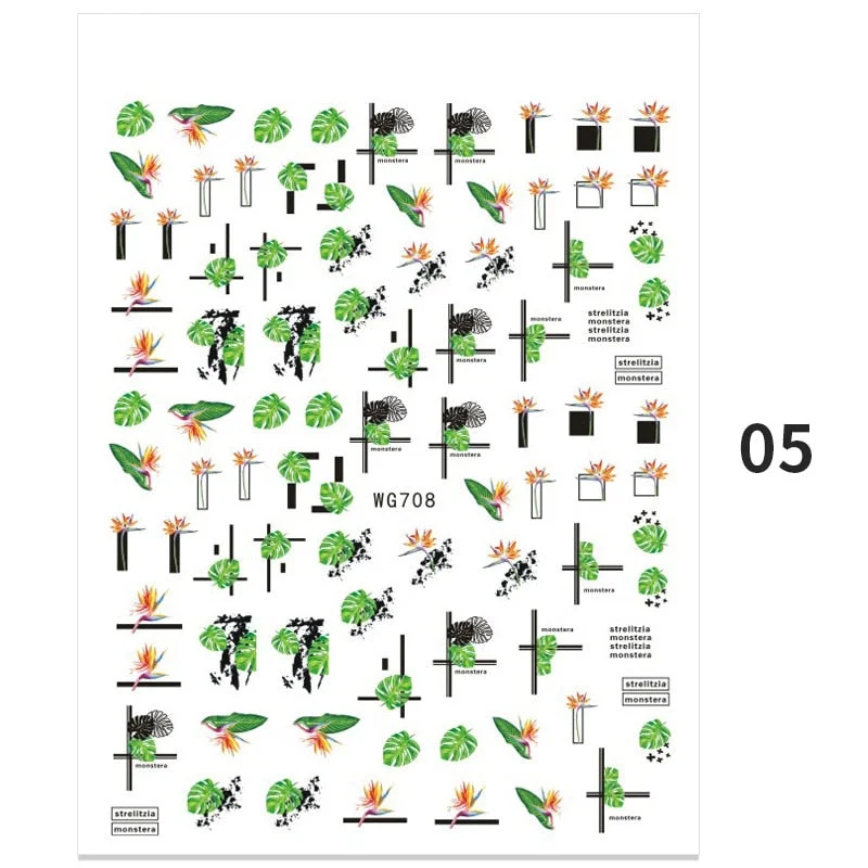 1PC Abstract Face 3D Nail Stickers Geometry Lines Love Letter Slider For Nails Gel Polish Decals For Manicures Decoration-Nail Inspo