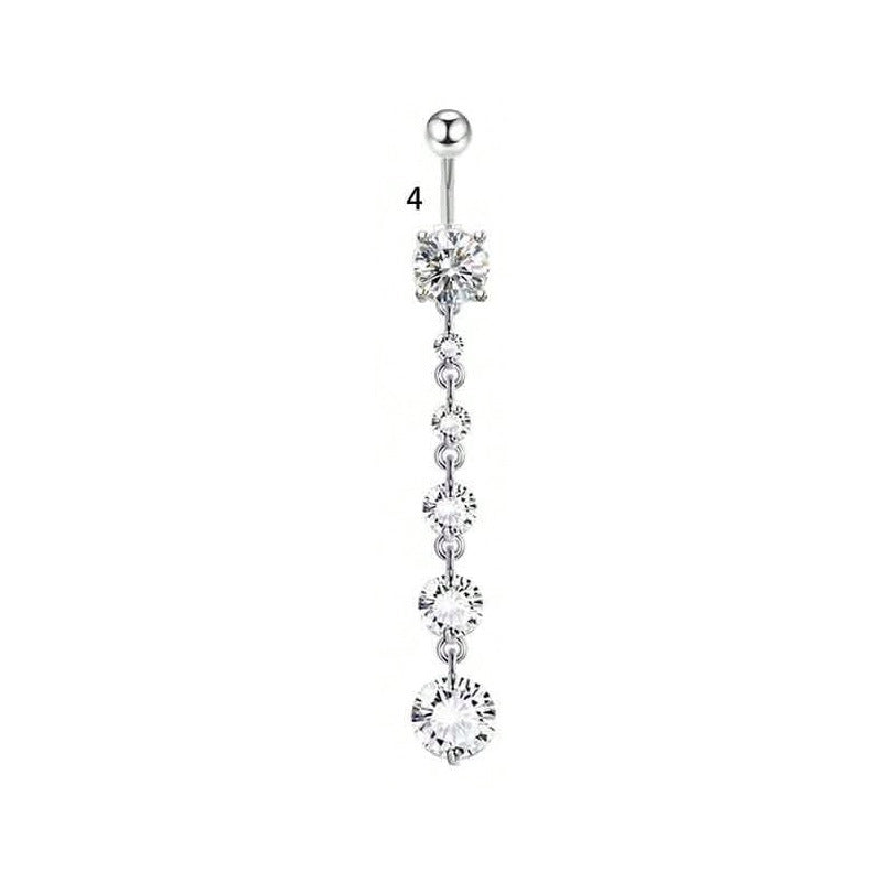 1 Piece Belly Rings Minimalist Classic Style Water Droplets 304 Stainless Steel Inlay Zircon Belly Rings