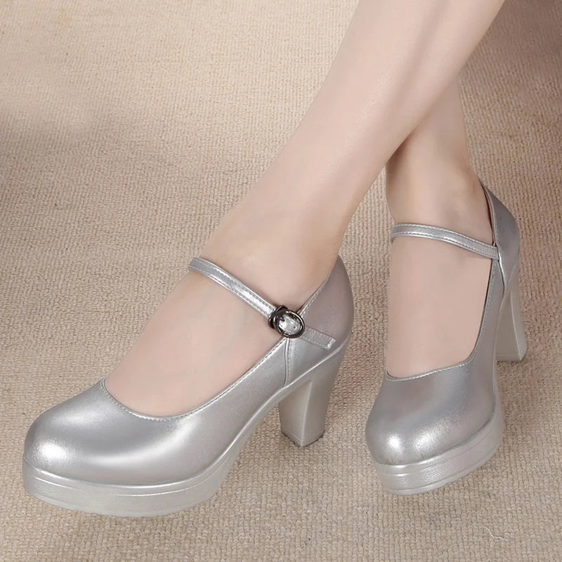 Breakj Breakj Head Shallow High Heels Buckle With T-Singexi Shoes Coarse Heel Model Performance Shoes Waterproof Table 33 Yards Women's Shoes