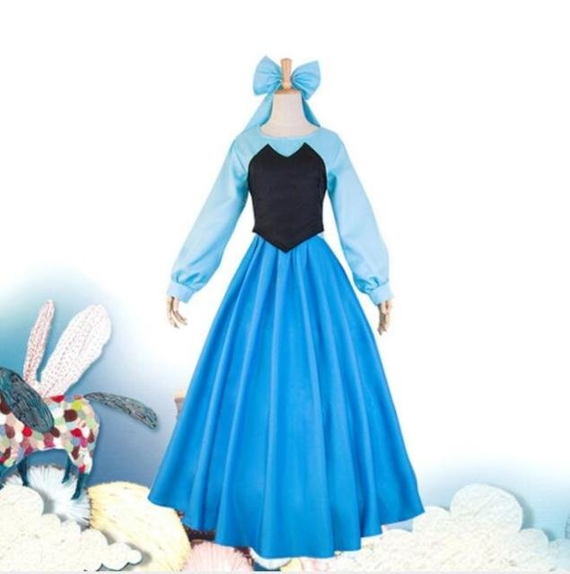 Adults The Little Mermaid Ariel Costume Blue Princess Dress-elleschic